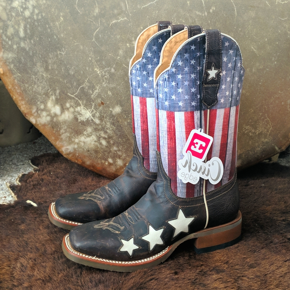 CINCH Edge CEW164 Stars & Stripes American Flag cowgirl western boots sz 6.5 NWT